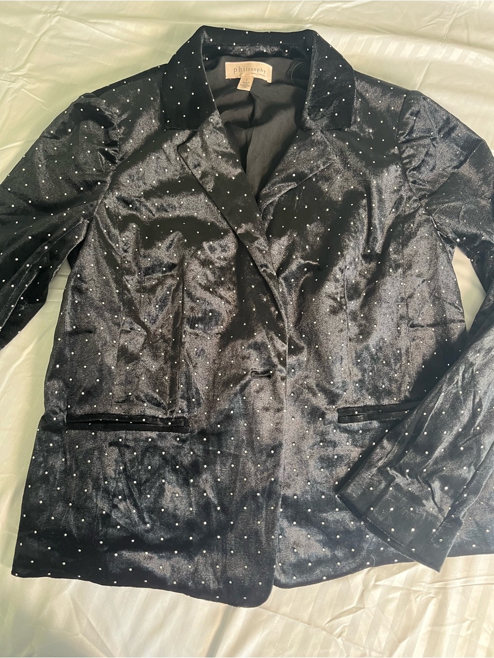 Philosophy Black Velvet Blazer with Silver Studs